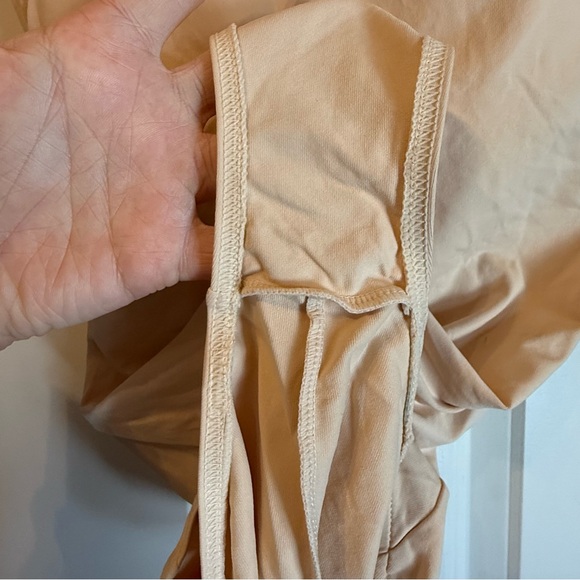 Capezio Camisole Foundation Leotard - Beige Nude Bodysuit with Clear Straps - Picture 5 of 6